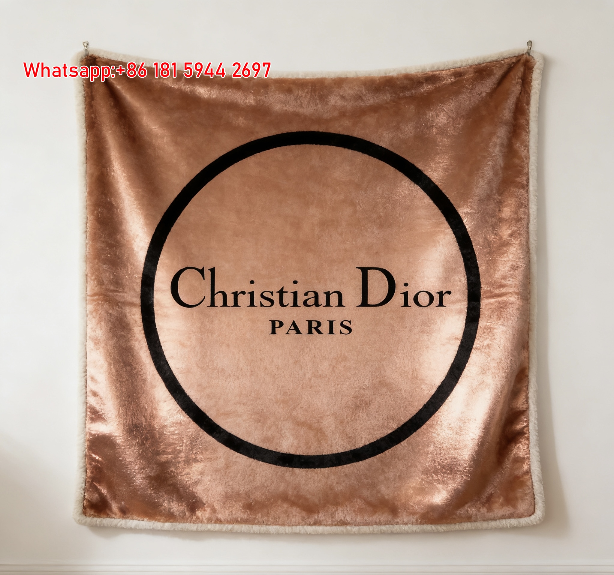 Christian Dior Paris Rose Gold Flannel Blanket Throw Sofa Decor D130